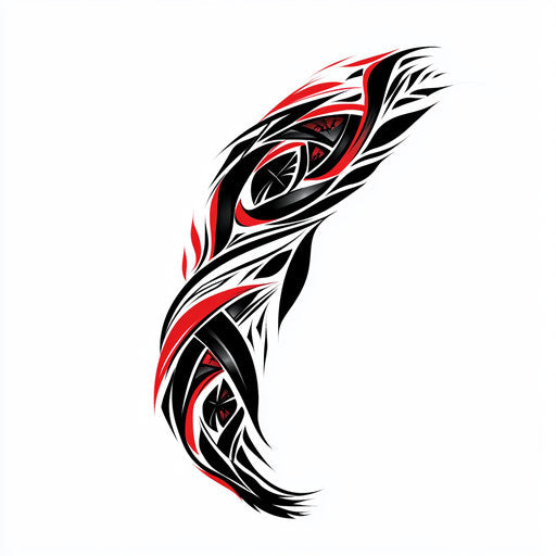 Black and red bracelet tattoo on white background