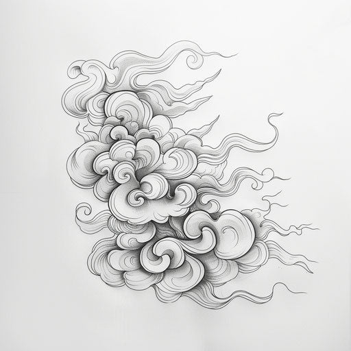 Delicate cloud tattoo design with swirling winds