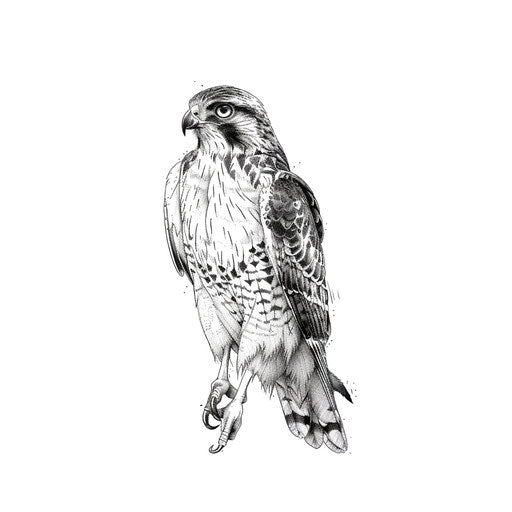 Small delicate hawk tattoo with fine details