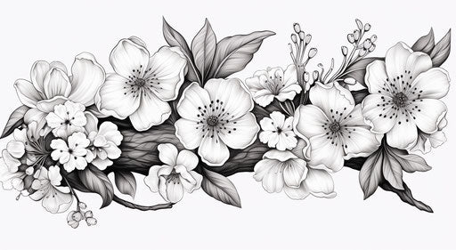 Black and white drawing of flower coloring page