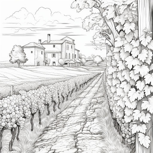 Enchanted vineyard with trees and vines