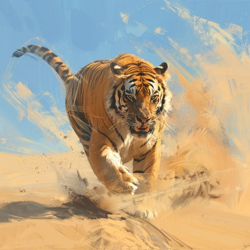 Tiger's journey through the desert
