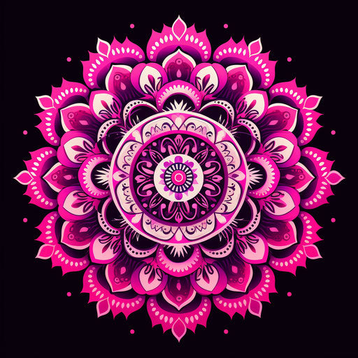 Interesting Indian mandala in rose pink, feminine sticker art