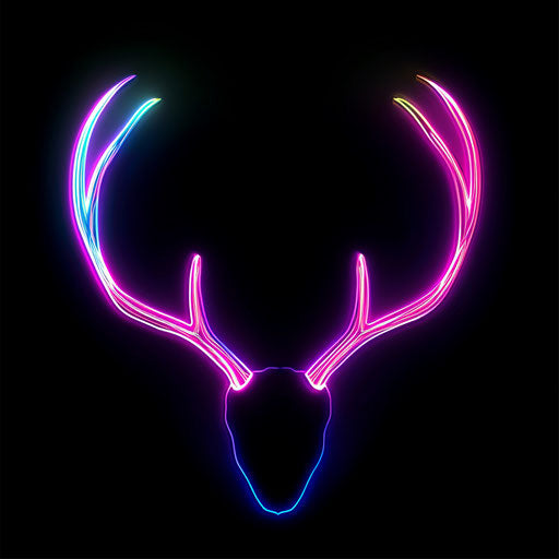 Stylish deer antlers as clip art with neon glow