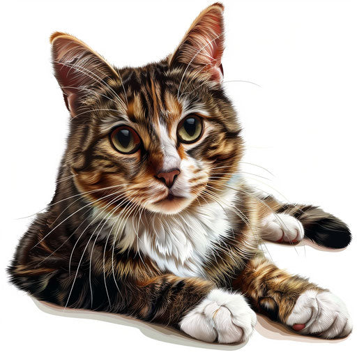 Cat clipart with flat random background and sharp outlines