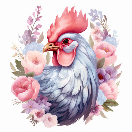 Chicken illustration in Pastel Colors Art style, on white background