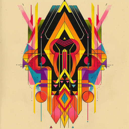 Contemporary neon geometric pattern in bright colors