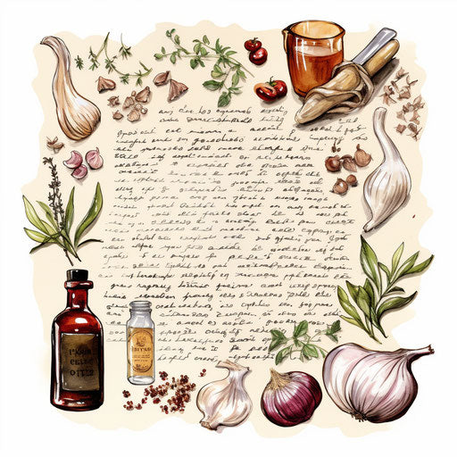 Recipe illustration in the style of Chiaroscuro Art
