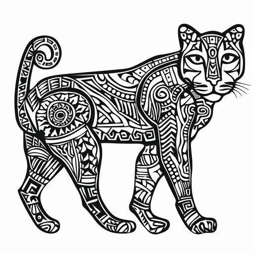 Black panther outline with tribal patterns