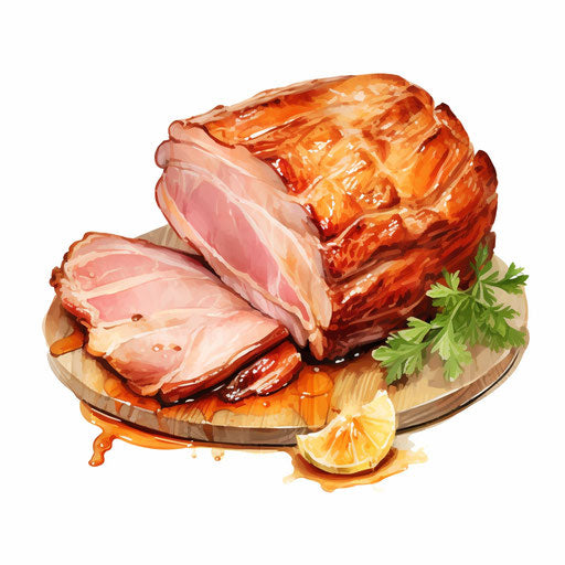 Ham clipart in Oil painting style, on white background