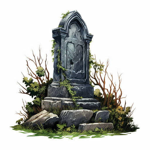 Illustration of a gravestone in Oil painting style