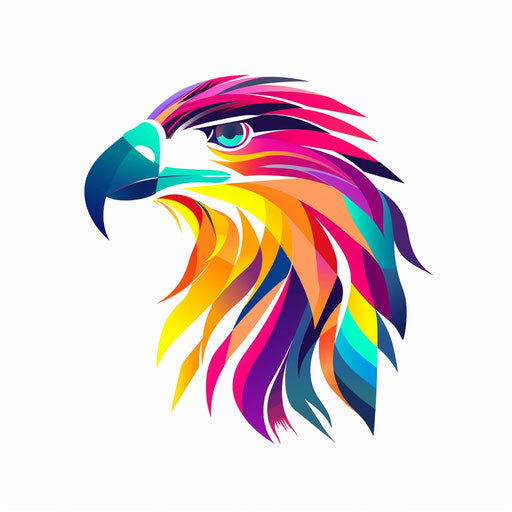 Innovative eagle logo with tech-inspired elements and bright colors, on a white background