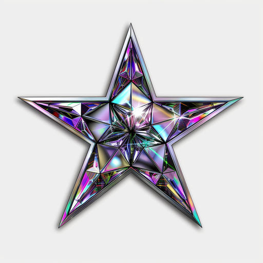 Sparkling star, colorful holographic transparent