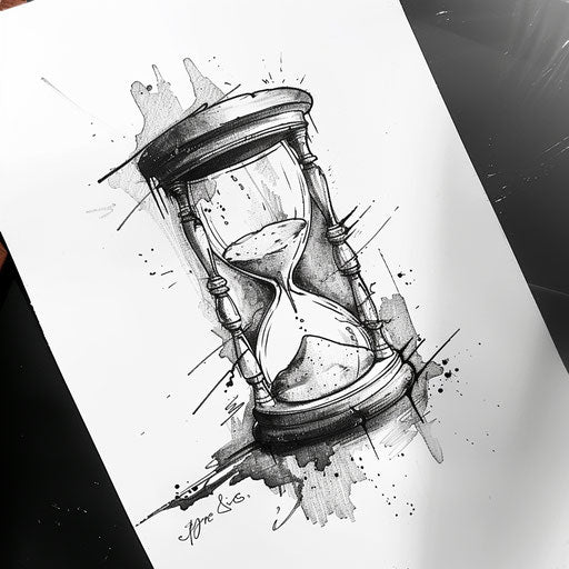 Hourglass running out, mortality, fine lines and shadows