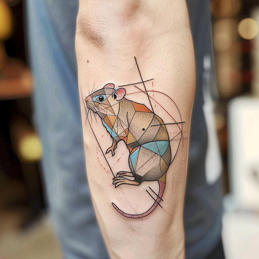 Sketch of rat tattoo in minimalist style