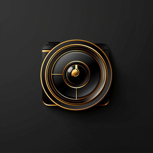 Luxury photography logo with black and gold accents on a sleek background
