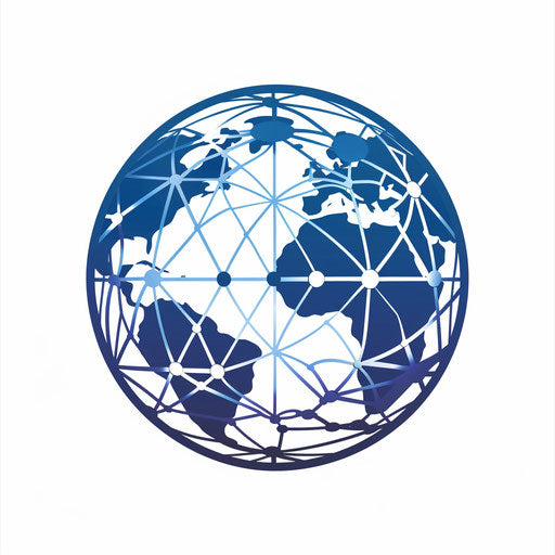 Detailed globe logo with intricate network, space for name