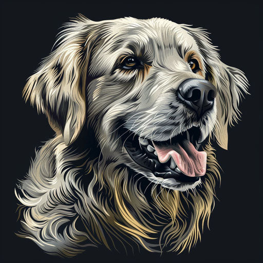 Realistic style Golden Retriever clipart on dark background