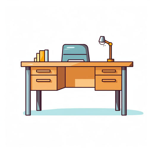 Minimalist style desk illustration, on white background