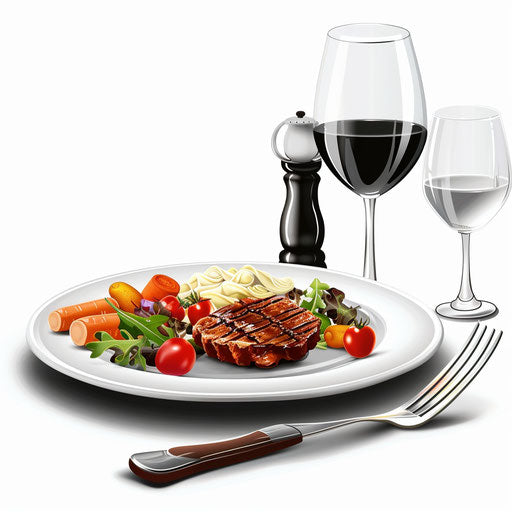 Photo realistic dinner clipart on a flat white background