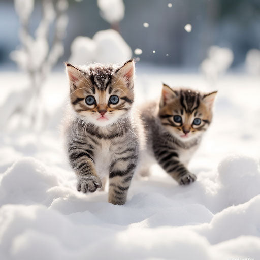 American kittens playing in the snow