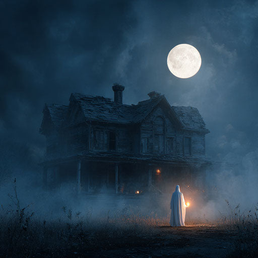 Chilling Halloween scene with a spectral figure