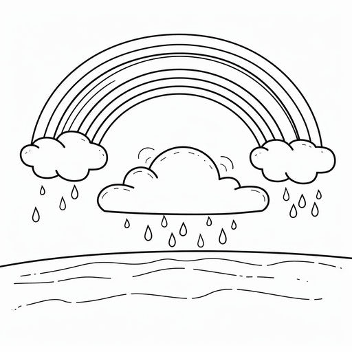 Cloud with rainbow in a coloring book