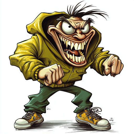 Humorous caricature of a jacket with human characteristics