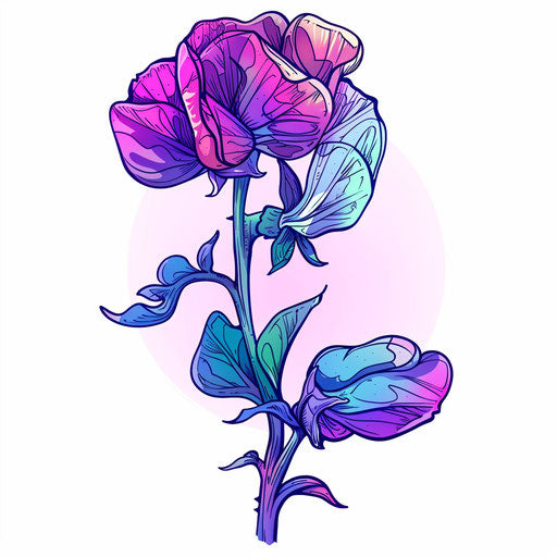 Hipster style sweet pea tattoo sketch with an ironic twist