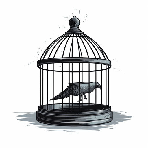 Cage illustration in the style of Chiaroscuro Art