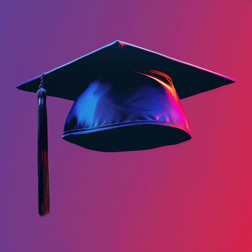 Realistic graduation cap on flat random background