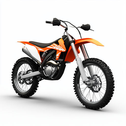 3D dirt bike on realistic white background, isolated clipart