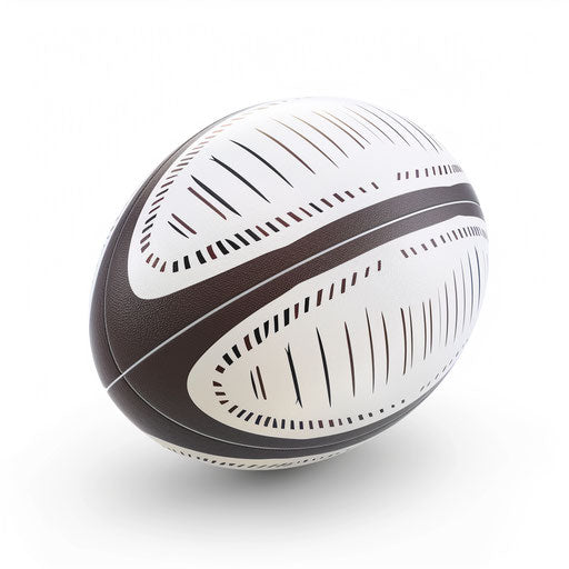 Realistic rugby ball clipart with dynamic shadows on white background