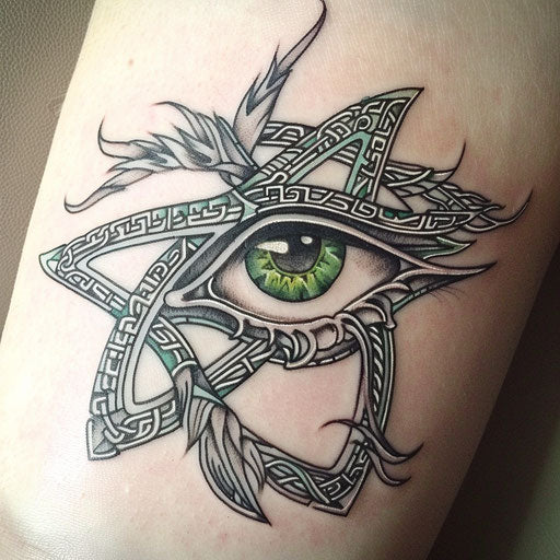 Eye of Horus tattoo in Celtic knot style