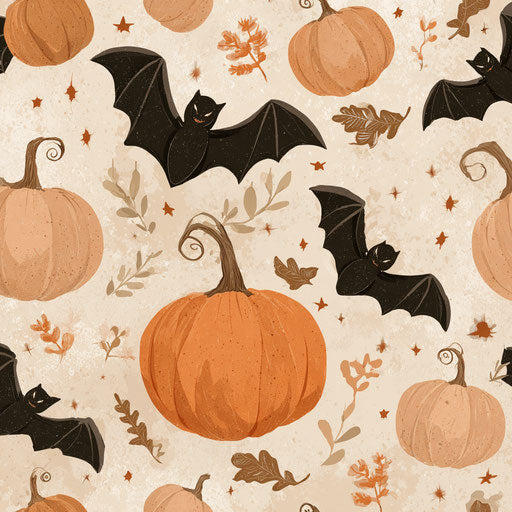 Cheerful Halloween Festivity with Bats and Pumpkins