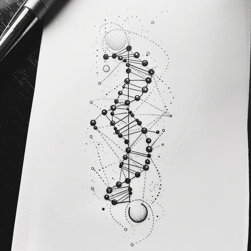 Minimalist sketch of a DNA tattoo in flat design