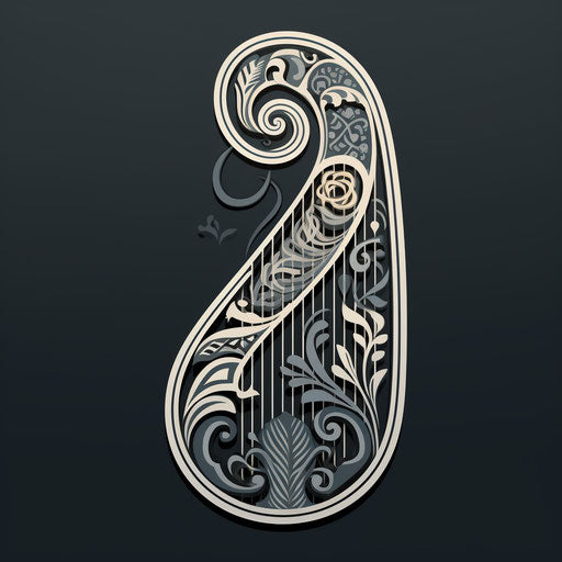 Japanese fairy harp sticker with geometric pattern