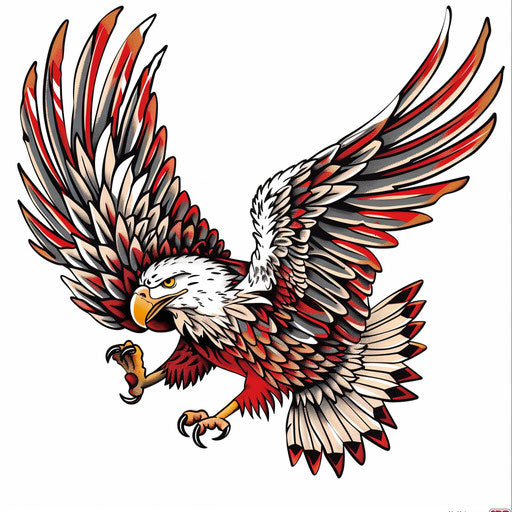 Classic American eagle tattoo design on white background