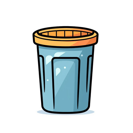 Minimalist dustbin illustration on white background