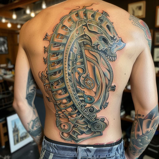 Biomechanical tattoo design for men