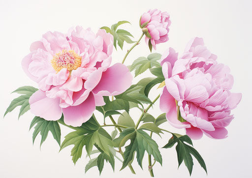 Peony flower on white background, Flickr style, Hiroshi Nagai, AP, light magenta