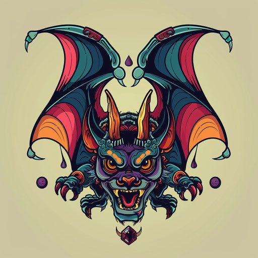 Playful and colorful gargoyle tattoo sketch
