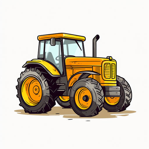 Minimalist tractor illustration on white background