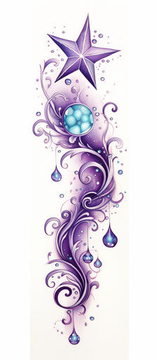 Purple stars, star tattoo designs, octopus style tattoo for women