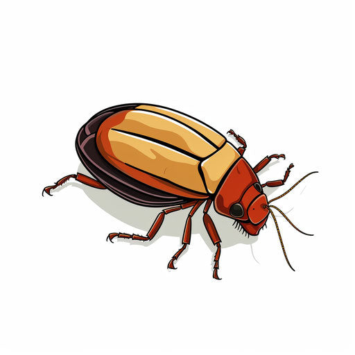 Minimalist cockroach illustration on white background