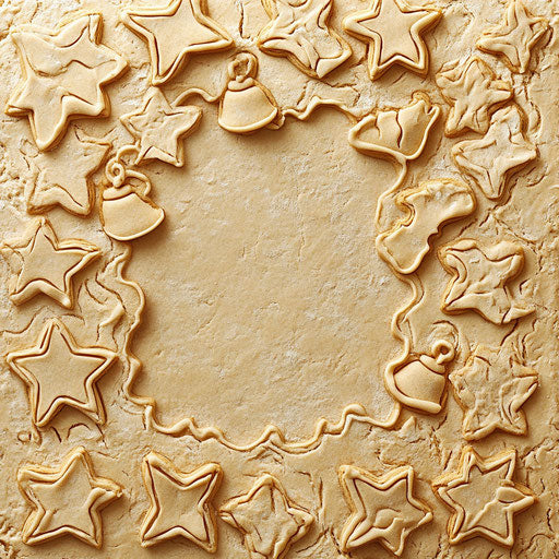 Shapes of angels, bells, and stars in Christmas cookies