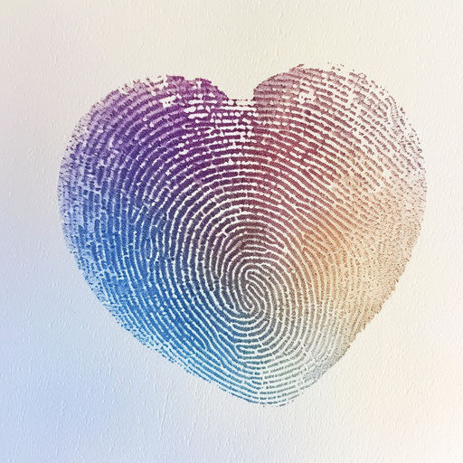 Holographic heart tattoo on white paper