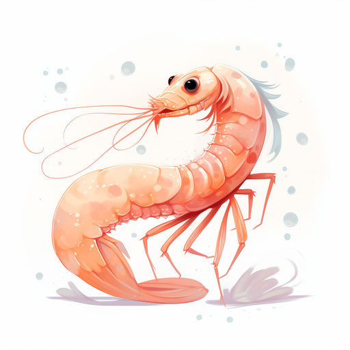 Pastel Colors Art style, shrimp clipart on white background