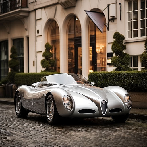 Classic two-seater car in silver