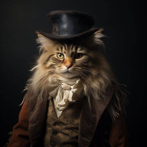 A Siberian cat dressed as a man